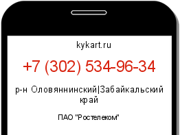 Информация о номере телефона +7 (302) 534-96-34: регион, оператор