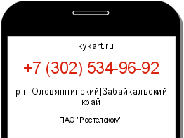 Информация о номере телефона +7 (302) 534-96-92: регион, оператор