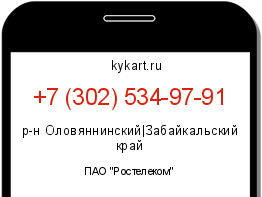 Информация о номере телефона +7 (302) 534-97-91: регион, оператор