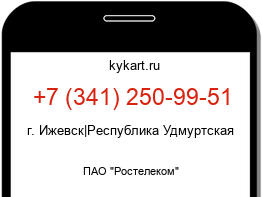 Информация о номере телефона +7 (341) 250-99-51: регион, оператор
