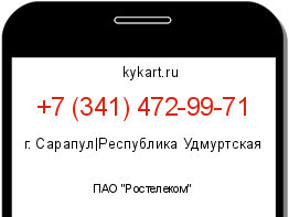 Информация о номере телефона +7 (341) 472-99-71: регион, оператор
