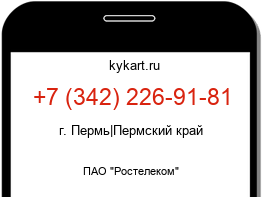 Информация о номере телефона +7 (342) 226-91-81: регион, оператор