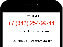 Информация о номере телефона +7 (342) 254-99-44: регион, оператор