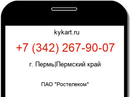 Информация о номере телефона +7 (342) 267-90-07: регион, оператор