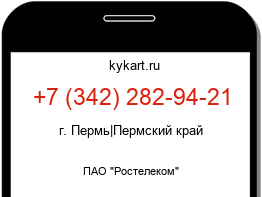 Информация о номере телефона +7 (342) 282-94-21: регион, оператор