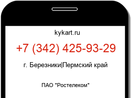 Информация о номере телефона +7 (342) 425-93-29: регион, оператор