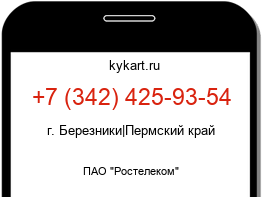 Информация о номере телефона +7 (342) 425-93-54: регион, оператор
