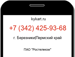 Информация о номере телефона +7 (342) 425-93-68: регион, оператор