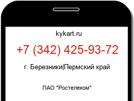 Информация о номере телефона +7 (342) 425-93-72: регион, оператор