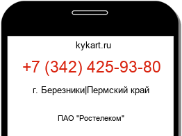 Информация о номере телефона +7 (342) 425-93-80: регион, оператор