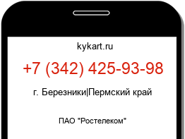 Информация о номере телефона +7 (342) 425-93-98: регион, оператор