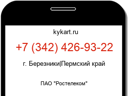 Информация о номере телефона +7 (342) 426-93-22: регион, оператор