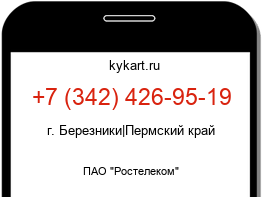 Информация о номере телефона +7 (342) 426-95-19: регион, оператор