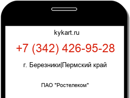 Информация о номере телефона +7 (342) 426-95-28: регион, оператор