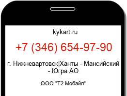 Информация о номере телефона +7 (346) 654-97-90: регион, оператор