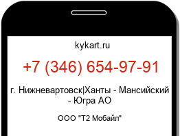 Информация о номере телефона +7 (346) 654-97-91: регион, оператор