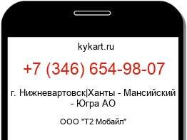 Информация о номере телефона +7 (346) 654-98-07: регион, оператор