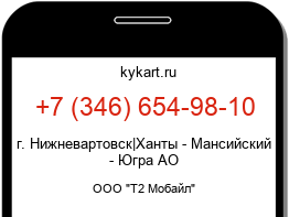 Информация о номере телефона +7 (346) 654-98-10: регион, оператор