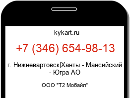 Информация о номере телефона +7 (346) 654-98-13: регион, оператор