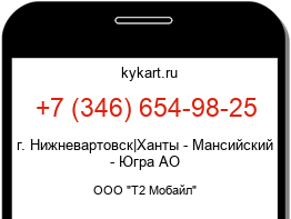 Информация о номере телефона +7 (346) 654-98-25: регион, оператор