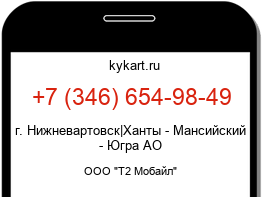 Информация о номере телефона +7 (346) 654-98-49: регион, оператор