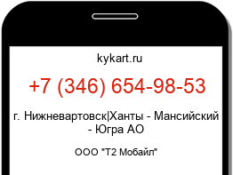 Информация о номере телефона +7 (346) 654-98-53: регион, оператор