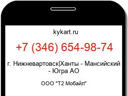 Информация о номере телефона +7 (346) 654-98-74: регион, оператор