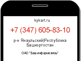 Информация о номере телефона +7 (347) 605-83-10: регион, оператор
