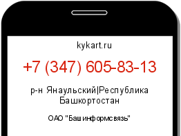 Информация о номере телефона +7 (347) 605-83-13: регион, оператор