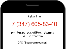 Информация о номере телефона +7 (347) 605-83-40: регион, оператор