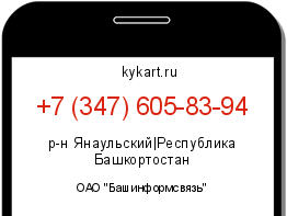 Информация о номере телефона +7 (347) 605-83-94: регион, оператор