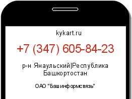 Информация о номере телефона +7 (347) 605-84-23: регион, оператор