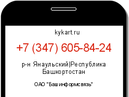 Информация о номере телефона +7 (347) 605-84-24: регион, оператор