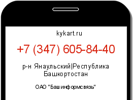 Информация о номере телефона +7 (347) 605-84-40: регион, оператор