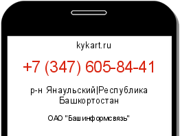 Информация о номере телефона +7 (347) 605-84-41: регион, оператор