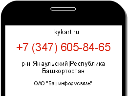 Информация о номере телефона +7 (347) 605-84-65: регион, оператор