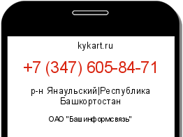 Информация о номере телефона +7 (347) 605-84-71: регион, оператор