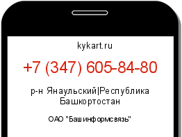 Информация о номере телефона +7 (347) 605-84-80: регион, оператор