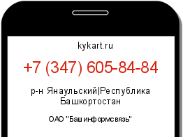 Информация о номере телефона +7 (347) 605-84-84: регион, оператор