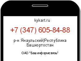 Информация о номере телефона +7 (347) 605-84-88: регион, оператор
