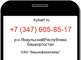 Информация о номере телефона +7 (347) 605-85-17: регион, оператор