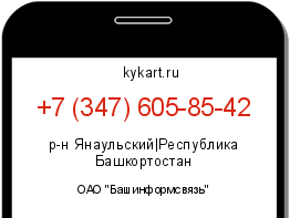 Информация о номере телефона +7 (347) 605-85-42: регион, оператор