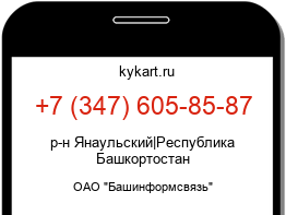 Информация о номере телефона +7 (347) 605-85-87: регион, оператор