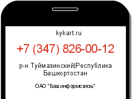 Информация о номере телефона +7 (347) 826-00-12: регион, оператор