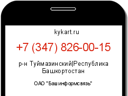 Информация о номере телефона +7 (347) 826-00-15: регион, оператор