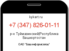 Информация о номере телефона +7 (347) 826-01-11: регион, оператор
