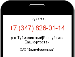 Информация о номере телефона +7 (347) 826-01-14: регион, оператор