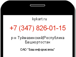 Информация о номере телефона +7 (347) 826-01-15: регион, оператор