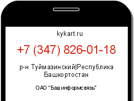 Информация о номере телефона +7 (347) 826-01-18: регион, оператор