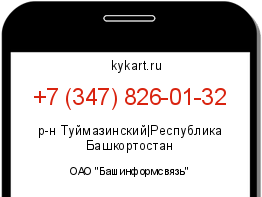 Информация о номере телефона +7 (347) 826-01-32: регион, оператор